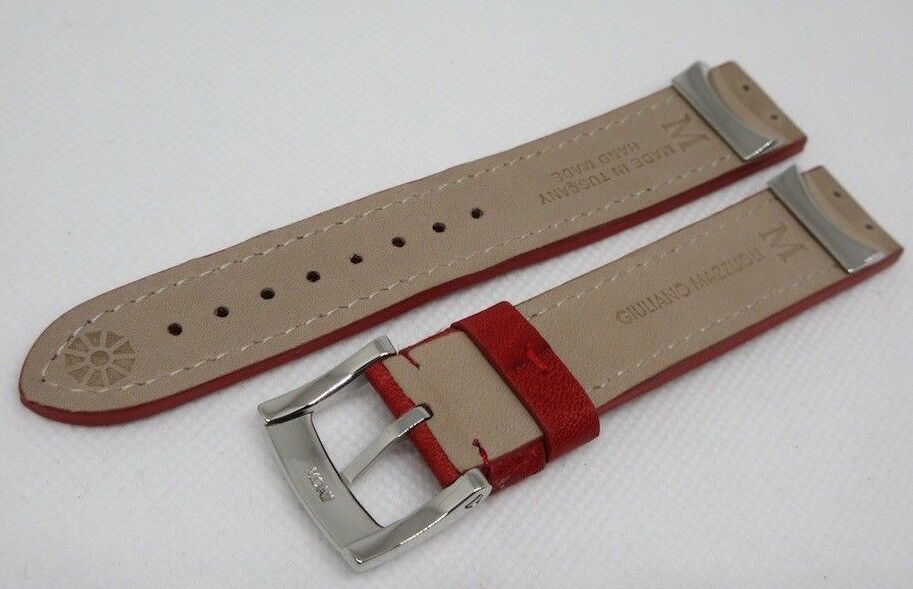 New Giuliano Mazzuoli Manometro 18mm Red Leather Strap Stainless Steel Buckle