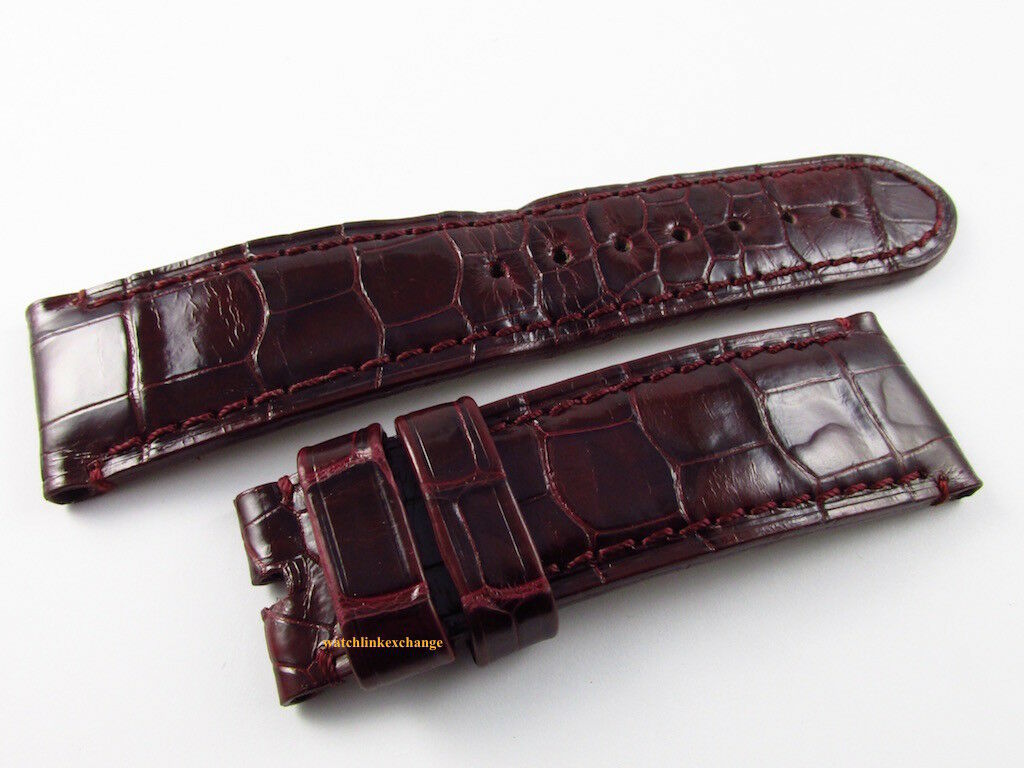 Panerai 23mm Burgundy Alligator Strap OEM for Radiomir 42mm Pin Buckle A Series