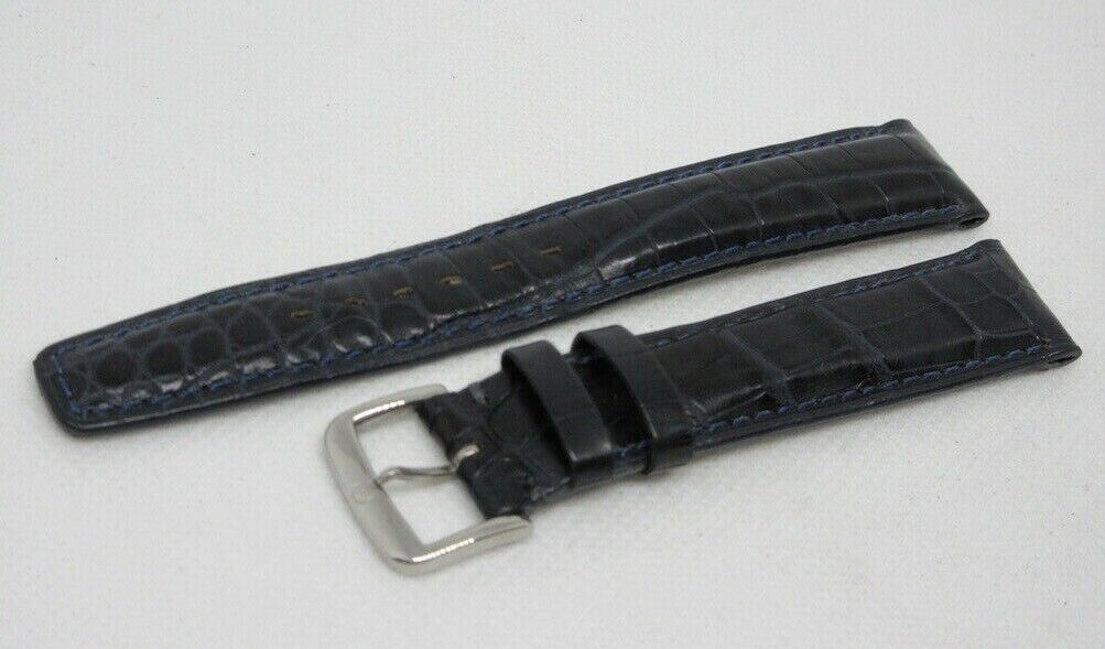 Omega 18mm Blue Alligator Strap Stainless Steel Tang Buckle OEM Genuine