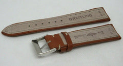 New Breiting 18mm Brown Leather Strap OEM Genuine Stainless Steel Buckle