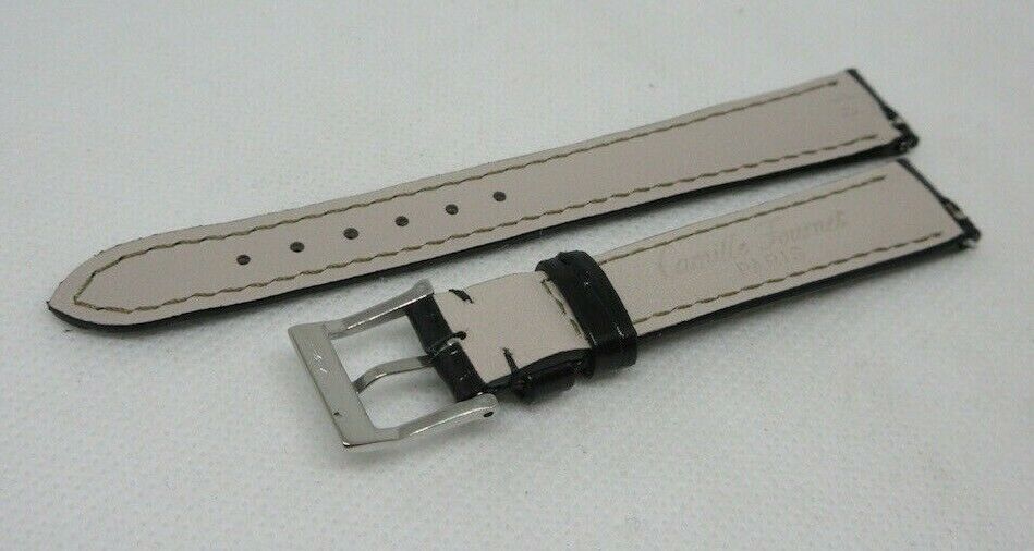 New Camille Fournet 14mm Black Alligator Strap Genuine Steel Buckle Authentic