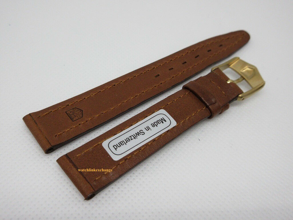 New Tag Heuer 16mm Brown Leather Strap Buckle