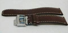 New Baume Mercier 20mm Brown Leather Strap Deployant Buckle OEM Genuine Steel