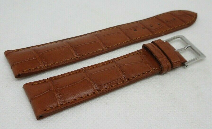 New Camille Fournet 21mm Brown Alligator Strap Genuine Steel Buckle Bag OEM