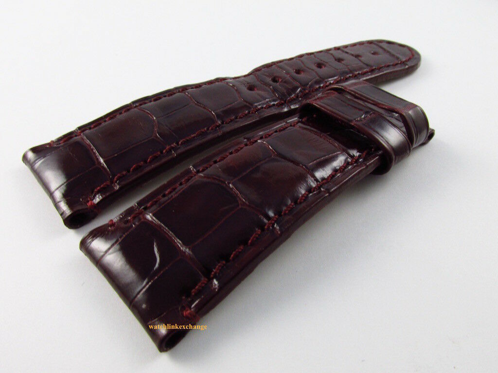 Panerai 23mm Burgundy Alligator Strap OEM for Radiomir 42mm Pin Buckle A Series