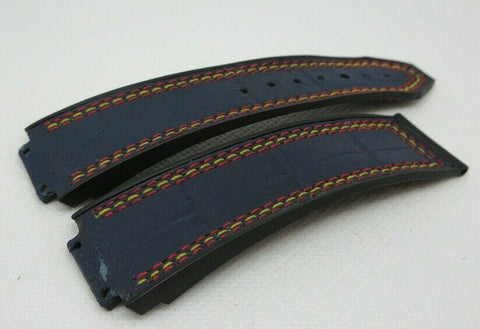 Hublot Big Bang Blue Gummy Alligator Strap OEM Genuine for 44mm Triple Stitch