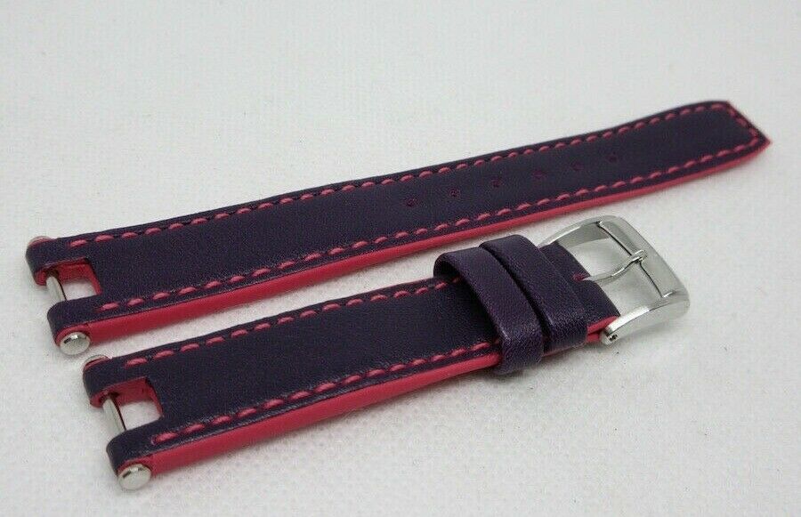 New Baume Mercier 14mm Purple Pink Leather Strap Stainless Steel Buckle OEM