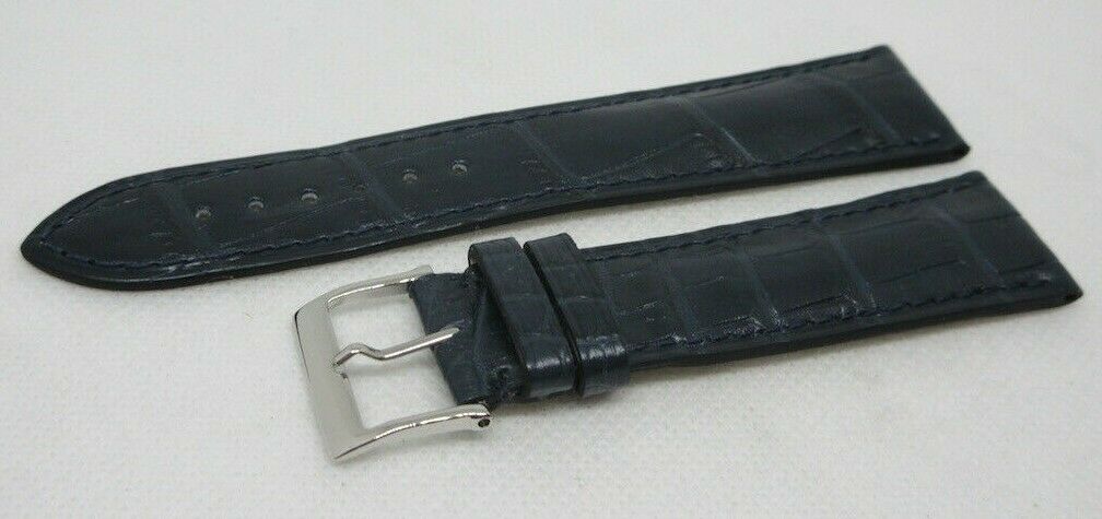 New Camille Fournet 21mm Blue Alligator Strap Genuine Steel Buckle Bag OEM Navy