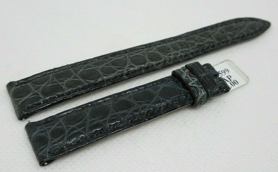 Franck Muller 14mm Black Grey Alligator Strap OEM Genuine Glossy