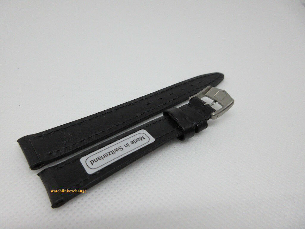 New Tag Heuer 14mm Black Leather Strap Steel Buckle