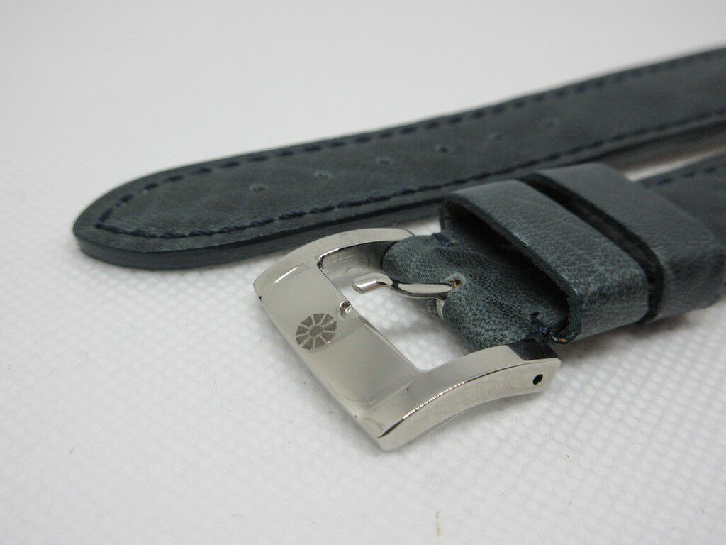 New Giuliano Mazzuoli Manometro 18mm Blue Leather Strap Stainless Steel Buckle