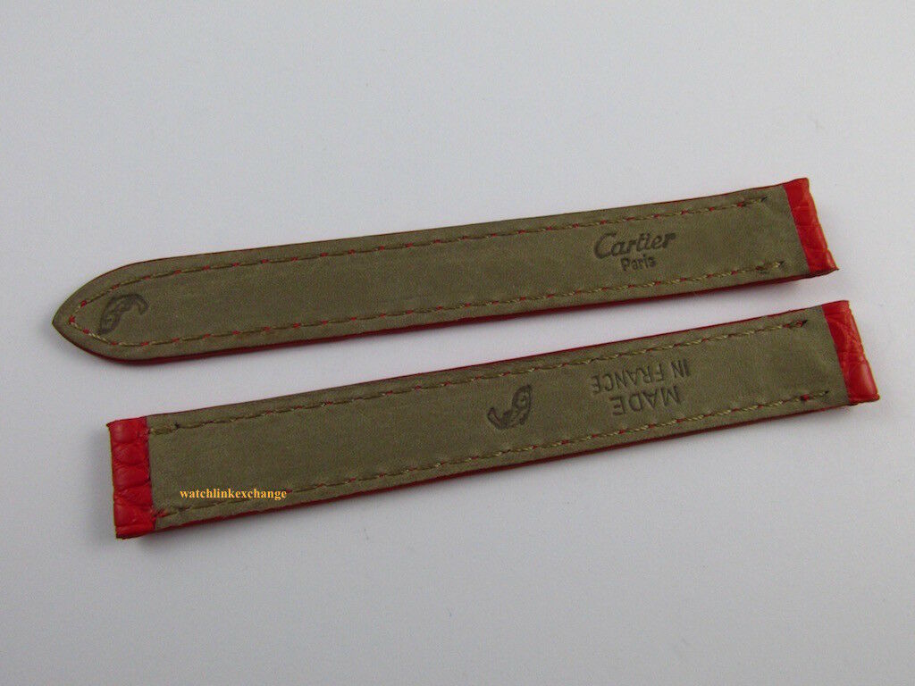 New Cartier 12mm Red Alligator Strap OEM Bag for Deployant Buckle