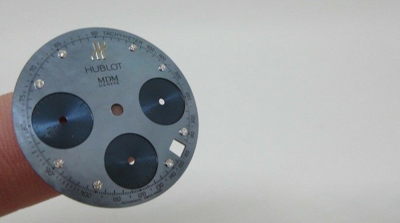 New Hublot MDM Chrono Blue MOP Diamond Dial 28mm Mother of Pearl