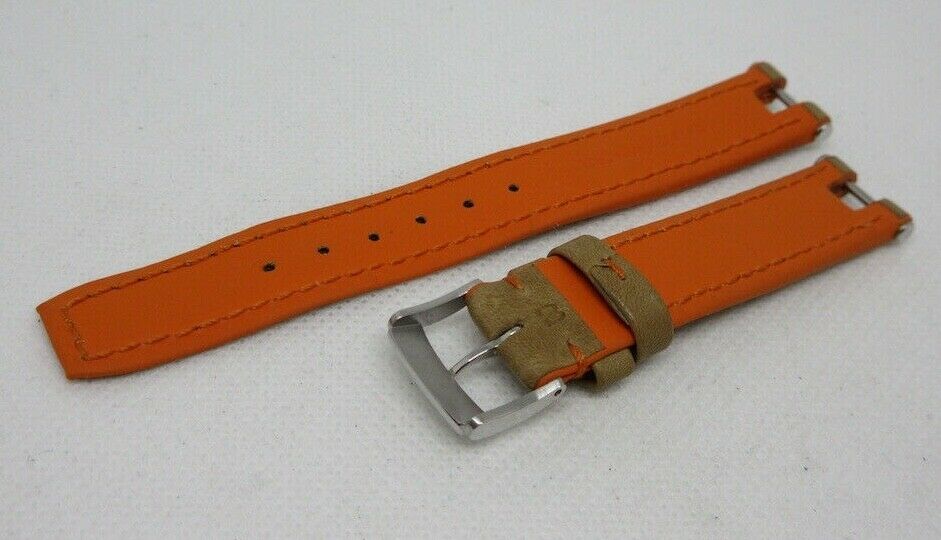 Baume Mercier 14mm Tan Orange Leather Strap Stainless Steel Buckle OEM Beige