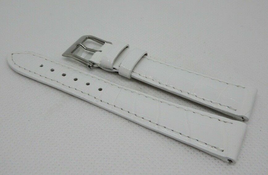 New Camille Fournet 16mm White Alligator Strap Buckle Genuine