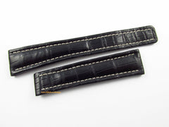 New Breitling 19mm Black Alligator Strap 462P OEM for Deployant Buckle