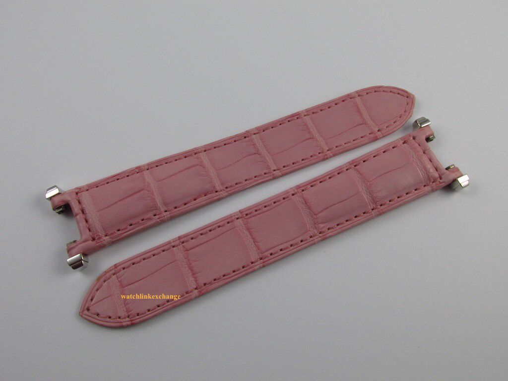 New Cartier Pasha 17mm Pink Alligator Strap 18k White Gold Pushers OEM