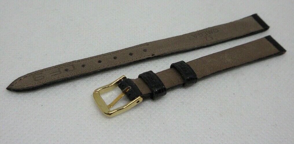 Omega 9mm Black Snakeskin Strap OEM Genuine Vintage Tang Buckle