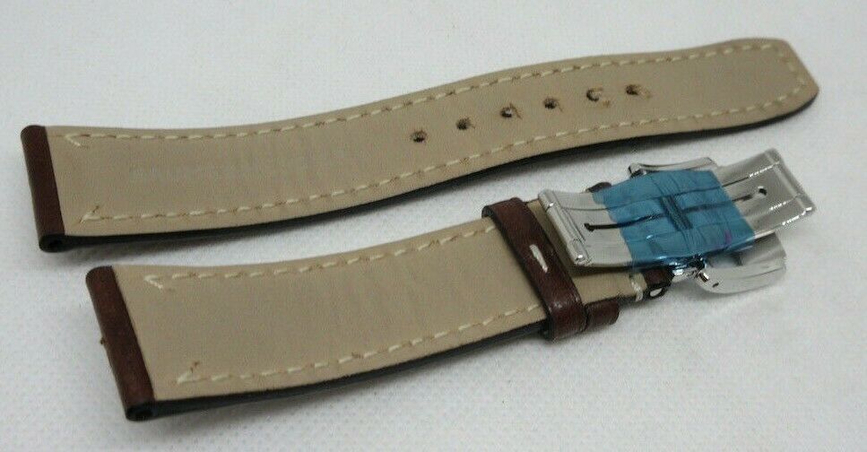 New Baume Mercier 20mm Brown Leather Strap Deployant Buckle OEM Genuine Steel