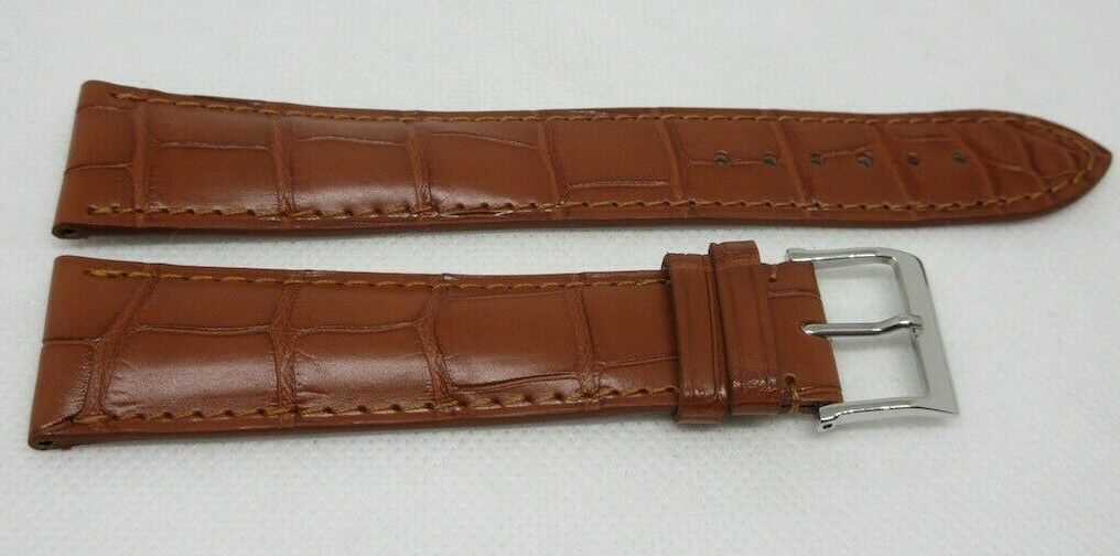 New Camille Fournet 22mm Brown Alligator Strap Genuine Steel Buckle Bag OEM