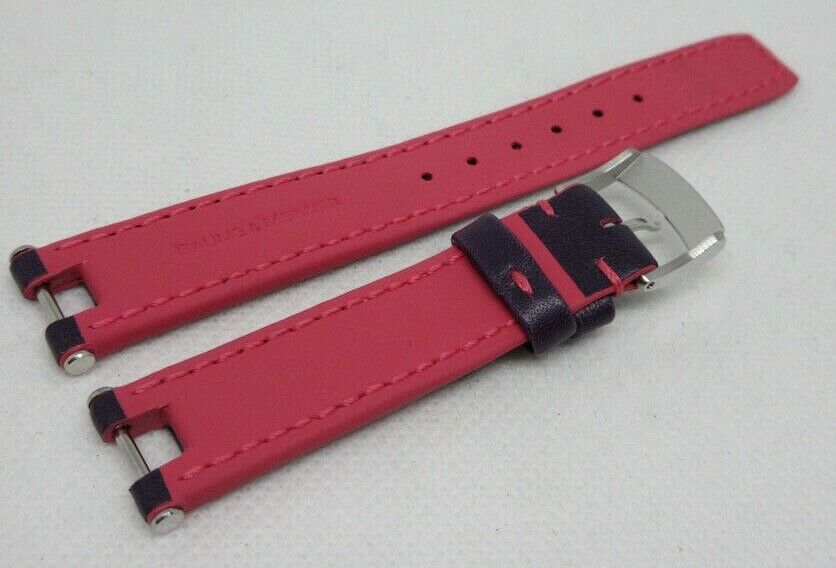 New Baume Mercier 14mm Purple Pink Leather Strap Stainless Steel Buckle OEM