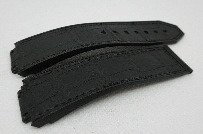 Hublot Big Bang Black Gummy Alligator Strap OEM Genuine for 44mm