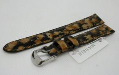 New Michele 16mm Leather Strap Cheetah Stainless Steel Buckle OEM