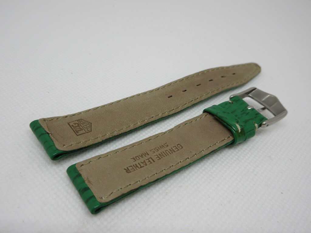 Tag Heuer 17mm Green Sharkskin Leather Strap Stainless Steel Buckle