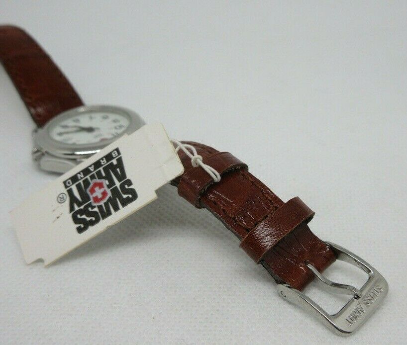 Swiss Army Officer 30mm Ladies Watch Brown Leather Strap OEM Genuine Steel