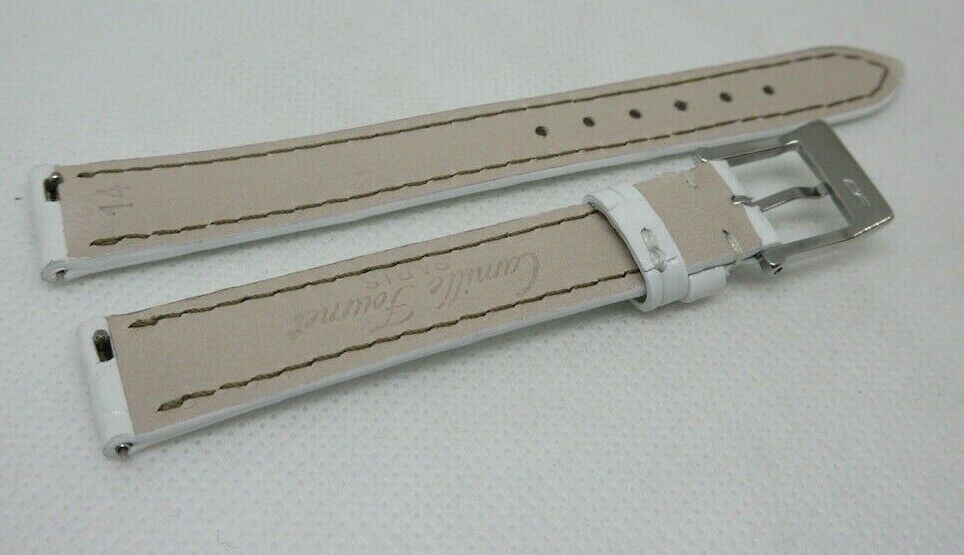 New Camille Fournet 14mm White Alligator Strap Genuine Steel Buckle Authentic