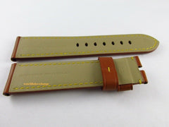 New Panerai 24mm Monte Carlo Brown Calf Rugby Gold Leather Strap Yellow OEM XL