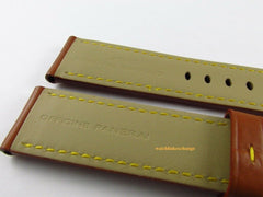 New Panerai 24mm Monte Carlo Brown Calf Rugby Gold Leather Strap Yellow OEM XL