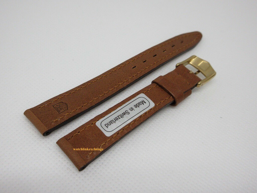 New Tag Heuer 14mm Brown Leather Strap Buckle