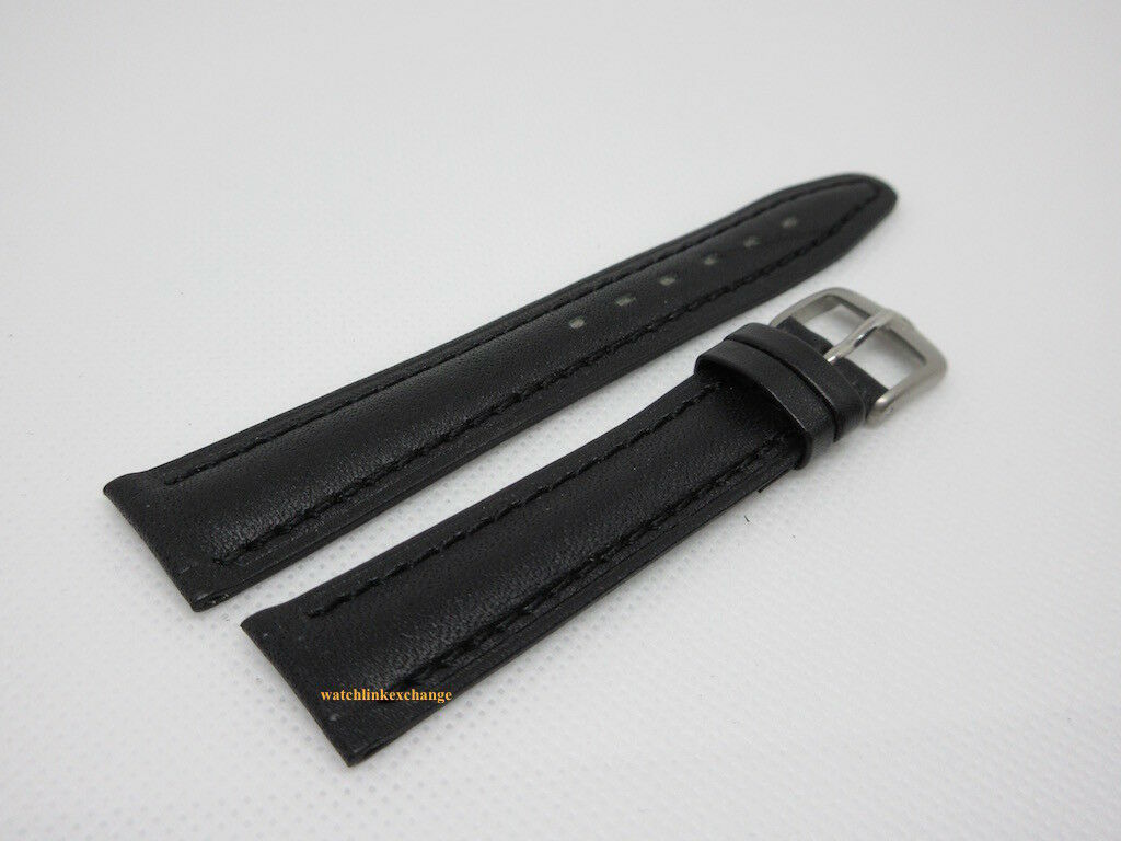 New Tag Heuer 16mm Black Leather Strap Steel Buckle