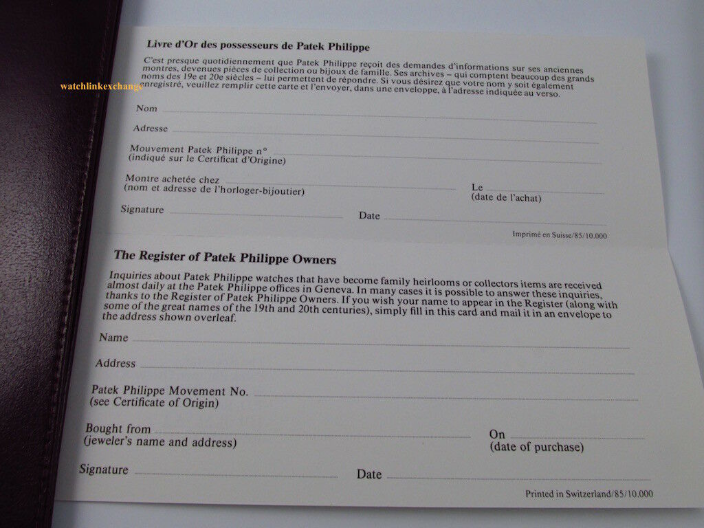 Patek Philippe Certificate Of Origin Lady Nautilus 4700 / 002 Wallet Manual