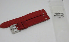 New Giuliano Mazzuoli Manometro 18mm Red Leather Strap Stainless Steel Buckle