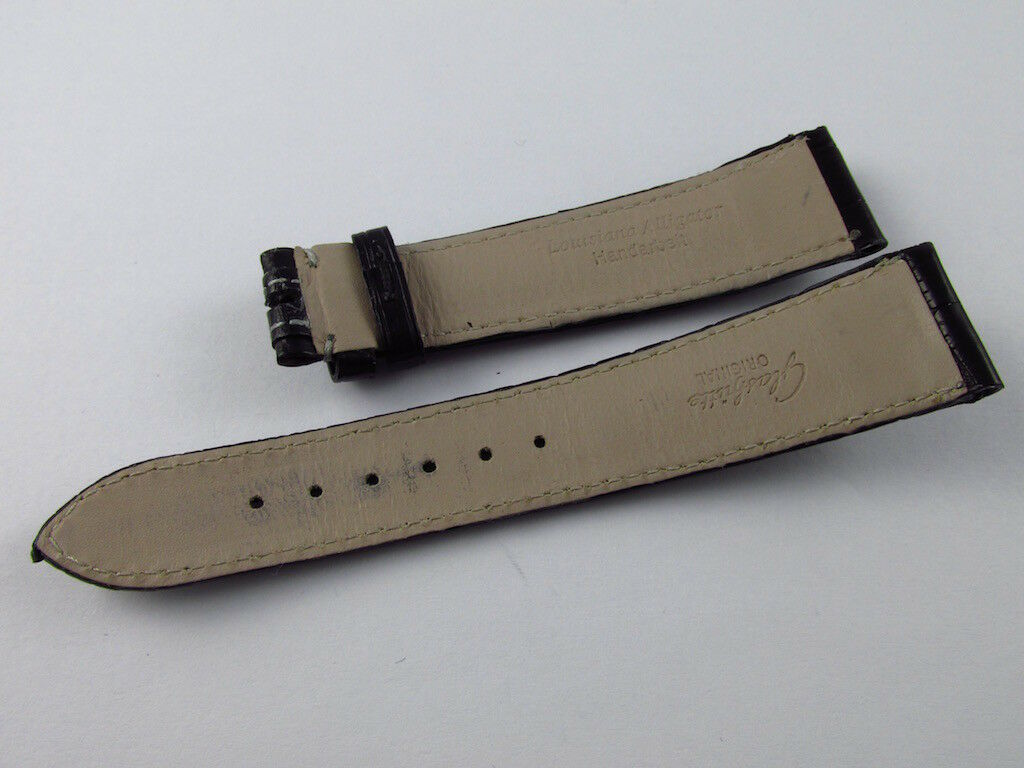 Glashutte 20mm Black Alligator Strap White Stitch OEM Genuine Sport Evolution