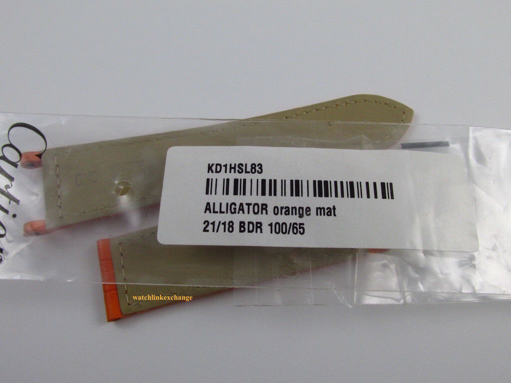 New Cartier Pasha 21mm Orange Alligator Strap OEM for Deployant Buckle Bag