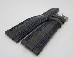 Tag Heuer 20mm Grey Leather Strap Blue Stitch Stainless Steel Buckle