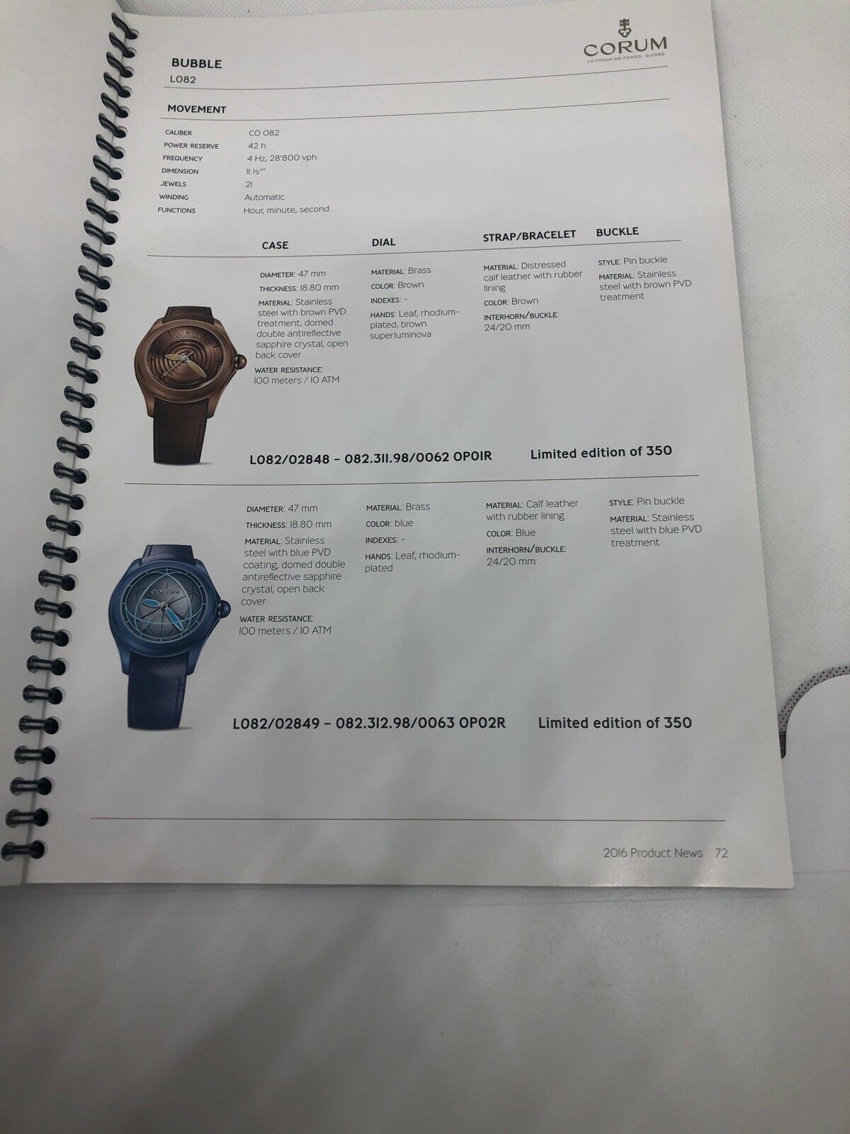 Corum Watch Manual Guide Dealer Book 2016 2017 Catalog