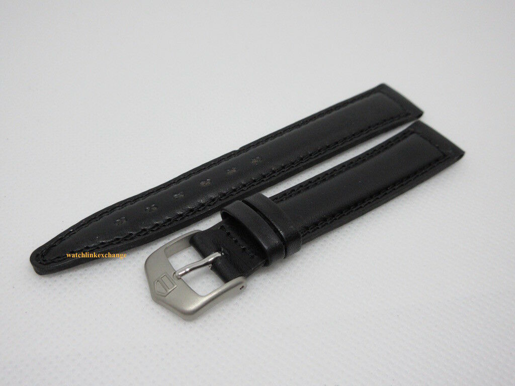 New Tag Heuer 15mm Black Leather Strap Steel Buckle