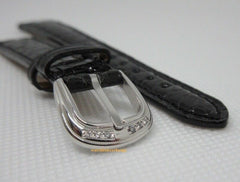Franck Muller Diamond Stainless Steel Buckle 14mm Black Alligator Strap