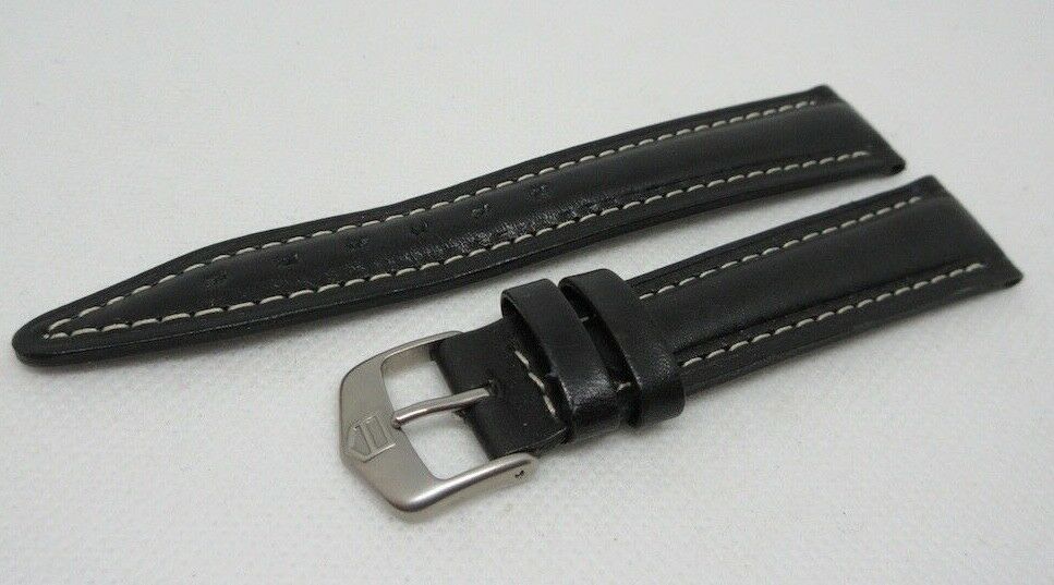 New Tag Heuer 18mm Black Leather Strap OEM Stainless Steel Buckle