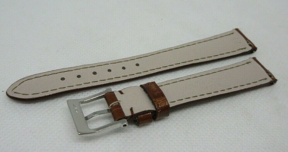 New Camille Fournet 14mm Brown Alligator Strap Genuine Steel Buckle Authentic