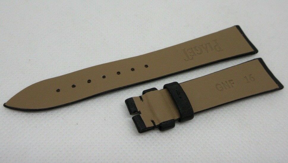 New Piaget 16mm Black Leather Strap Fabric OEM Genuine