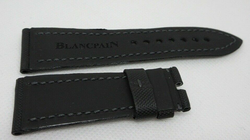 New Blancpain Black Sailcloth Leather Strap 23mm OEM Genuine