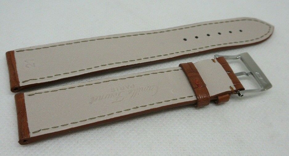 New Camille Fournet 21mm Brown Alligator Strap Genuine Steel Buckle Bag OEM