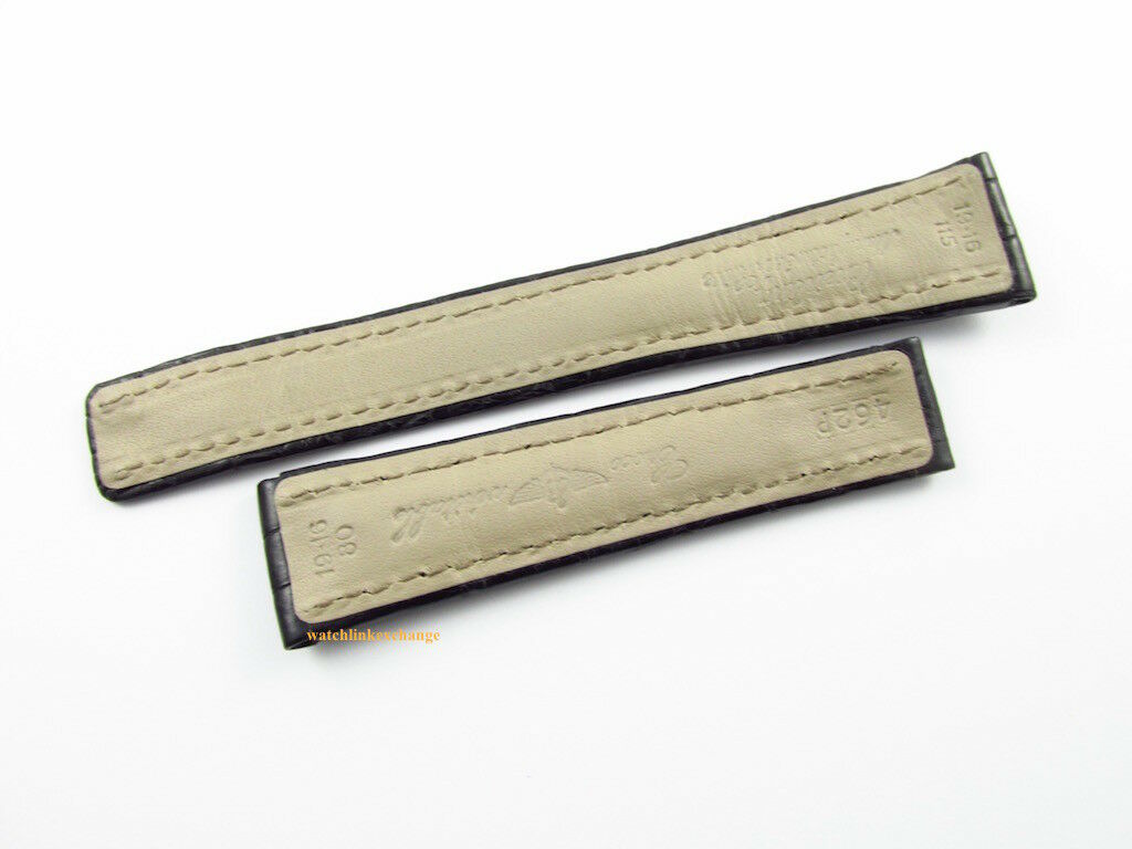 New Breitling 19mm Black Alligator Strap 462P OEM for Deployant Buckle