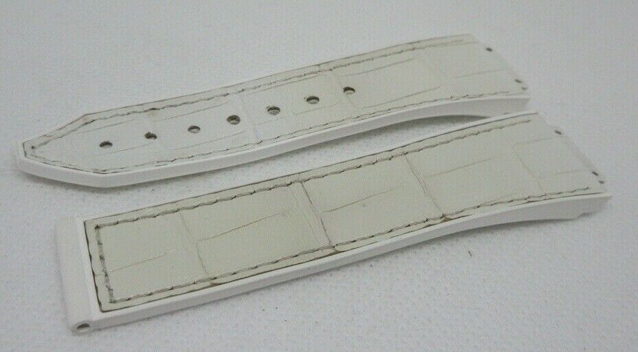 Hublot White Gummy Alligator Strap for Big Bang 38mm OEM Genuine