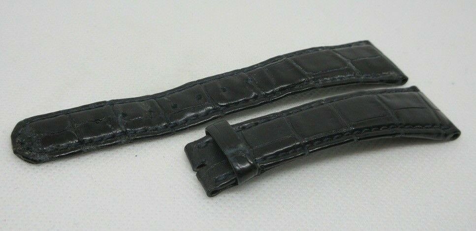 A. Lange & Sohne 20mm Black Alligator Strap OEM Genuine Blue Stitch
